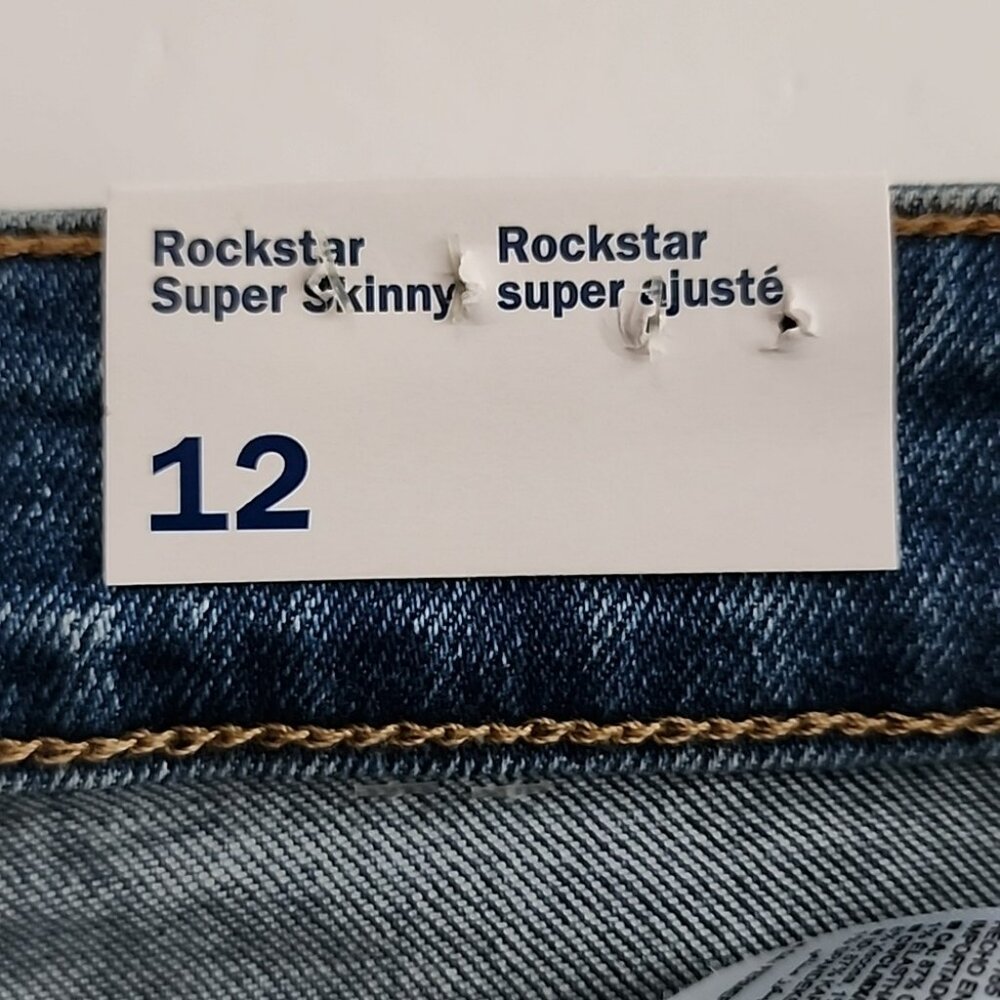 Old Navy Blue Jeans Rockstar Super Skinny High Rise Secure Slim Pockets Sz 12 - Picture 5 of 14